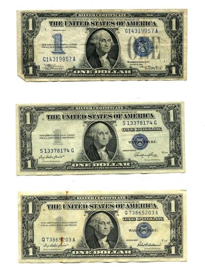 Appraisal: Paper Currency United States of America One Dollar Silver Certificates