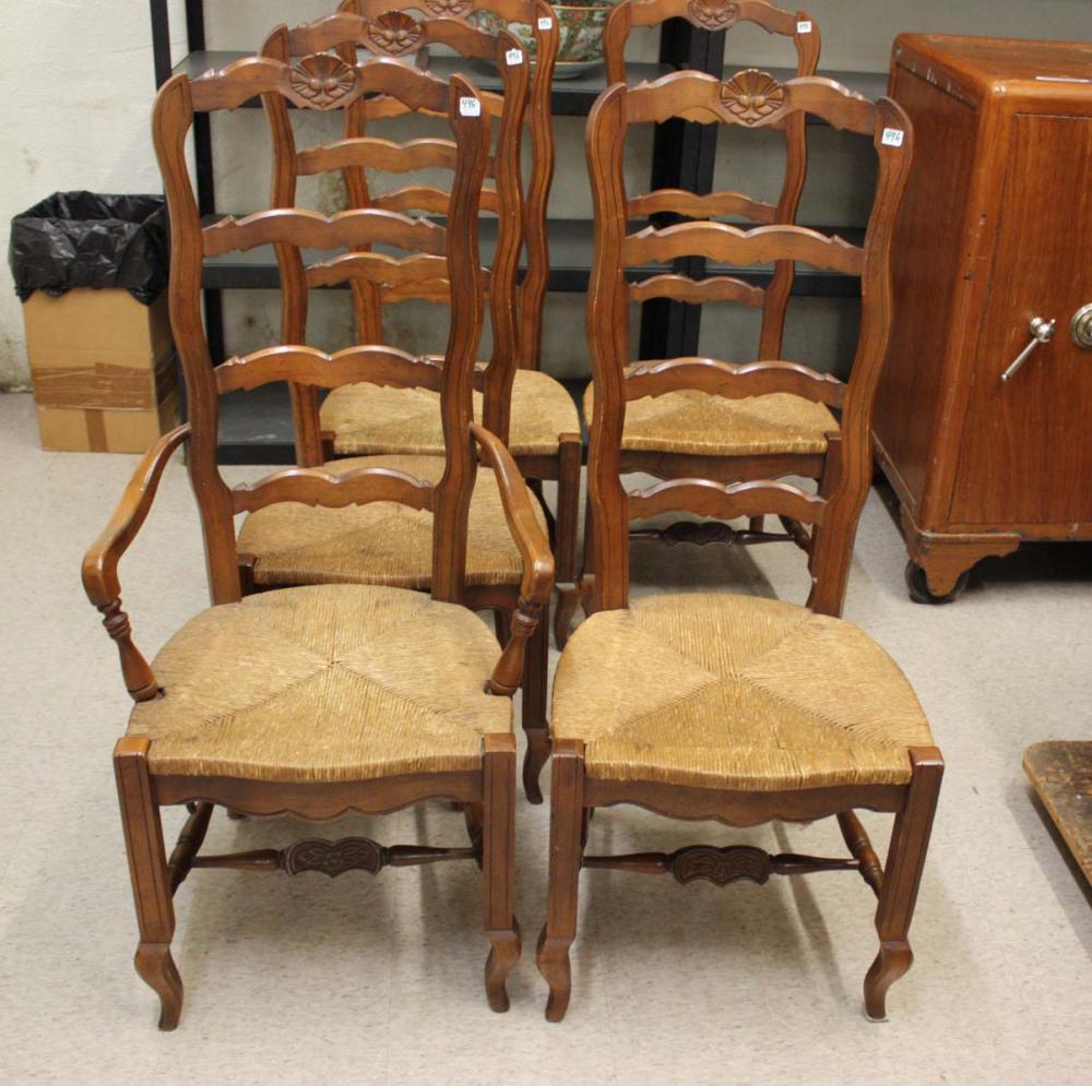 Appraisal: A SET OF SIX LADDER-BACK DINING CHAIRS French Provincial design