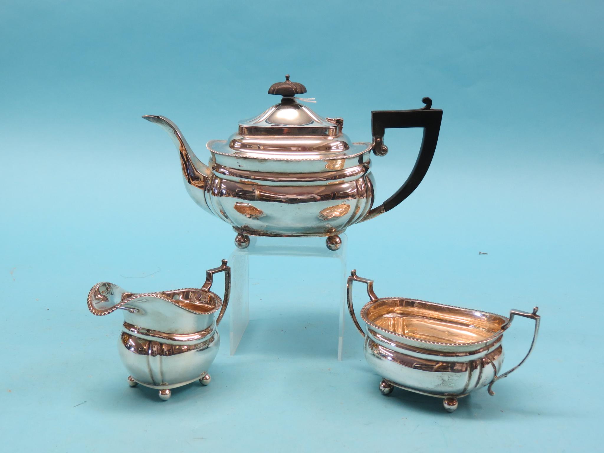 Appraisal: A silver teaset teapot twin-handled sugar bowl and milk jug