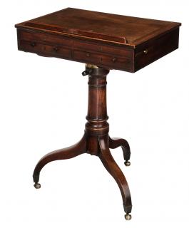 Appraisal: Regency Inlaid Mahogany Pedestal Bookstand British circa ratcheted writing board