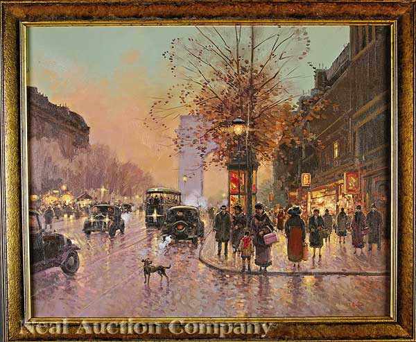 Appraisal: Paul Renard French - Parisian Street Scene oil on canvas