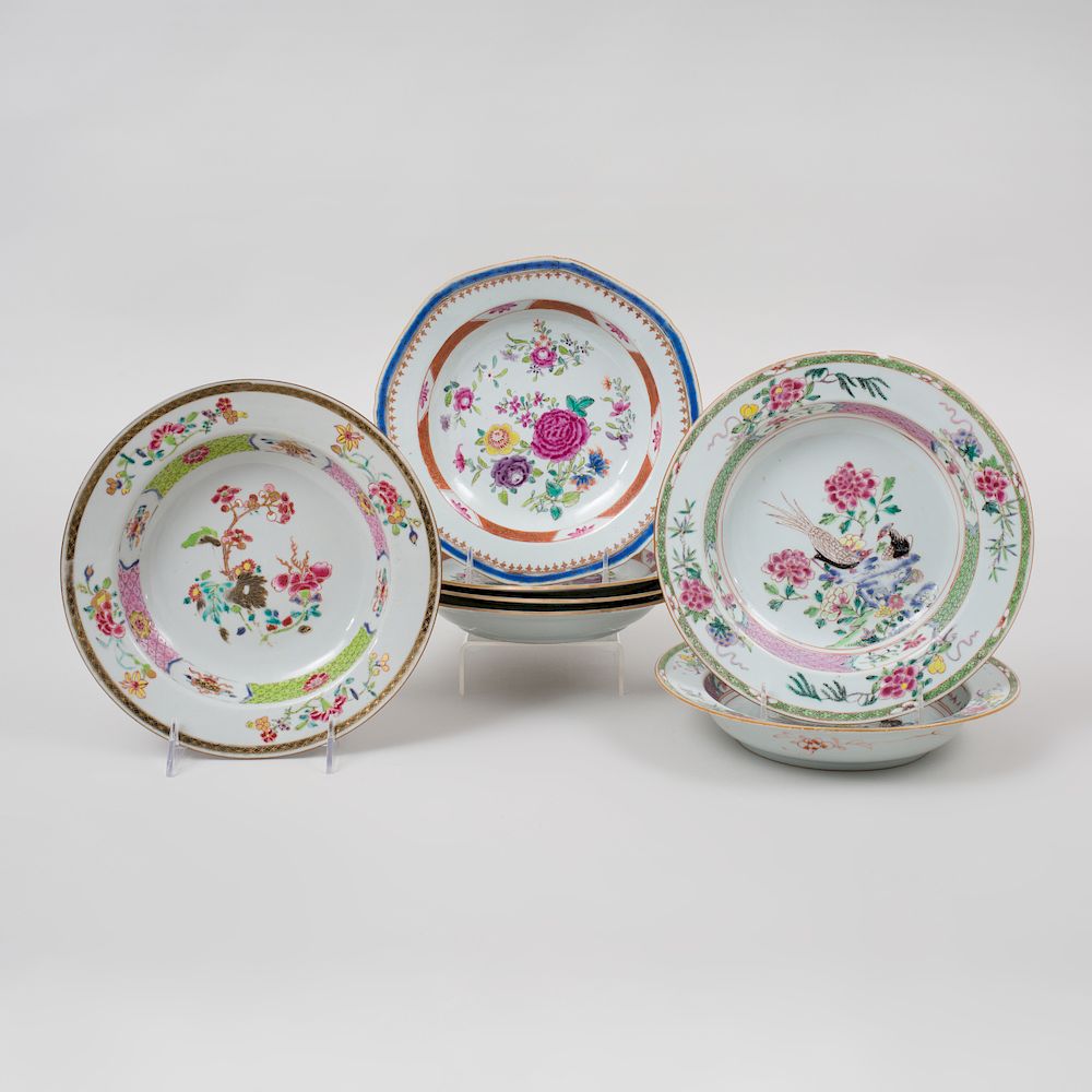 Appraisal: Group of Seven Chinese Export Porcelain Soup Plates Comprising A