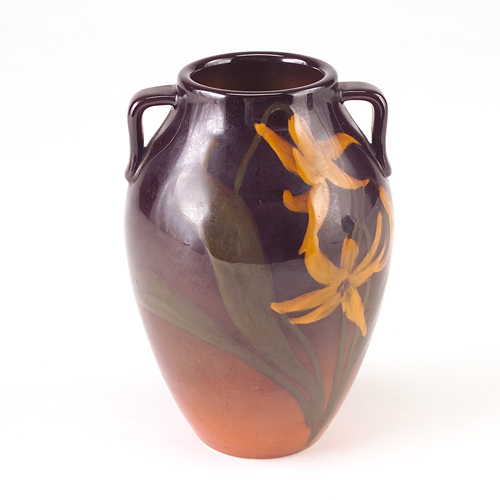 Appraisal: ROOKWOOD Standard glaze two-handled vase painted by E Nourse with