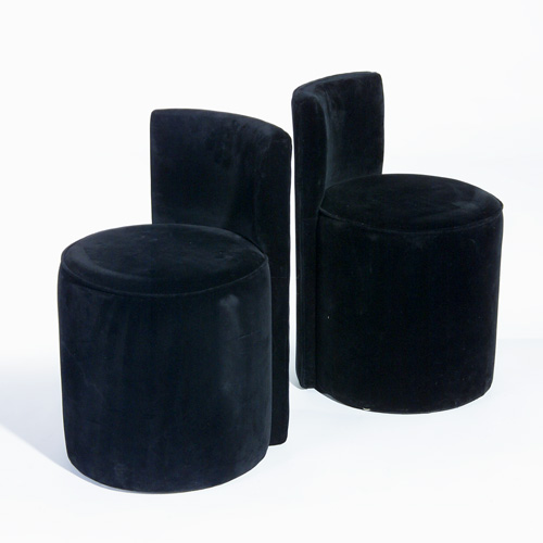 Appraisal: MODERN Pair of slipper chairs upholstered in black velvet Unmarked