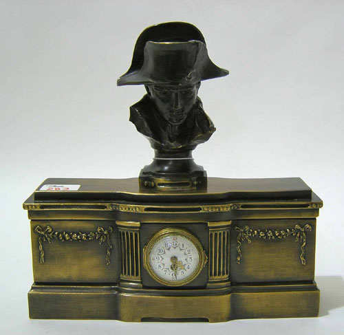 Appraisal: Bronze novelty clock with bust of Napoleon the case stamped