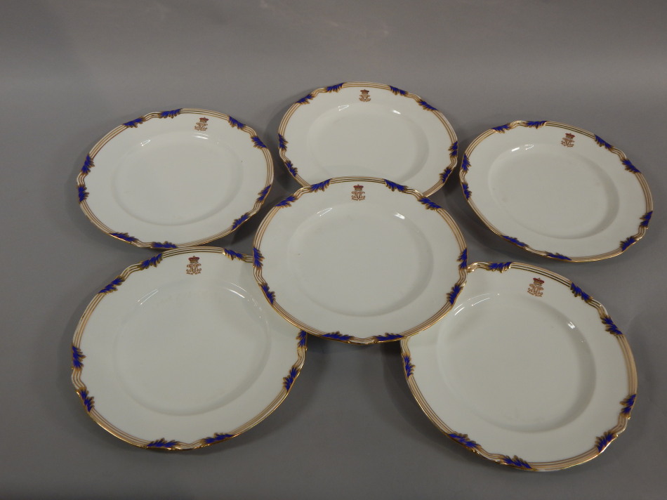 Appraisal: A set of six thC porcelain dinner plates each decorated