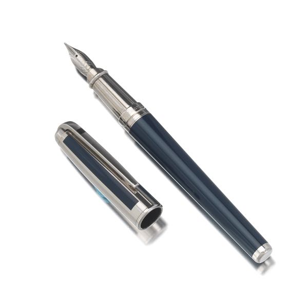 Appraisal: S T DUPONT PARIS FOUNTAIN PEN Palladium and blue lacquer