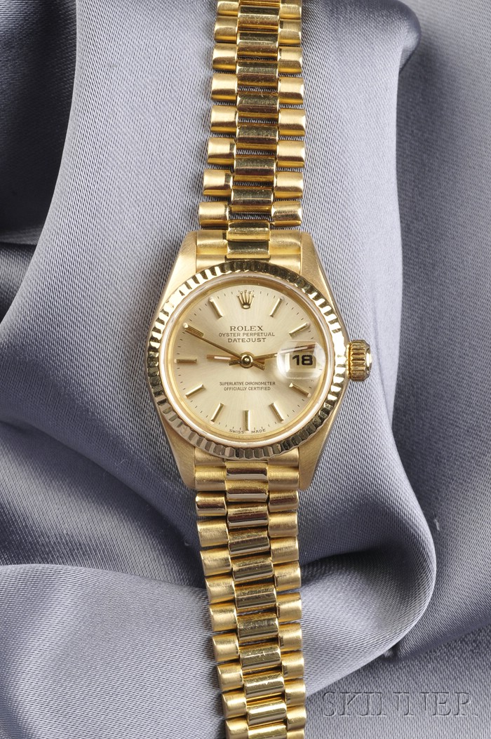 Appraisal: Lady's kt Gold Wristwatch Rolex Oyster Perpetual Datejust the gold-tone