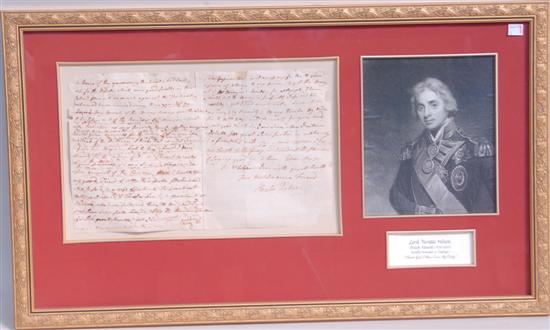 Appraisal: NELSON LORD HORATIO Framed photograph along with a three page