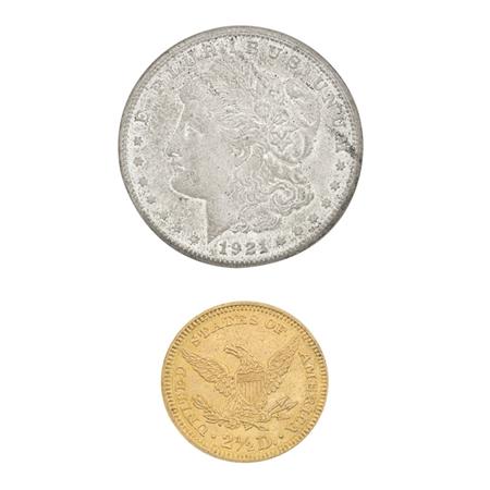 Appraisal: U S Morgan Silver Dollar and U S Gold Coin