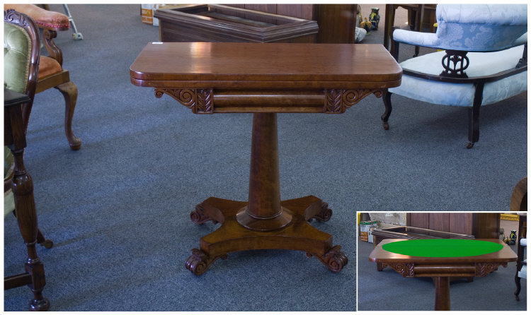 Appraisal: Early Victorian Mahogany Card Table standing on a pedestal platform