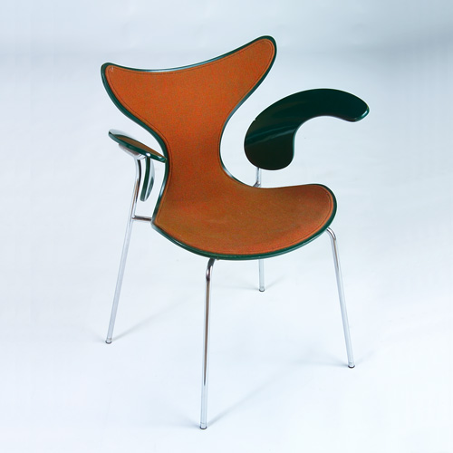 Appraisal: ARNE JACOBSEN FRITZ HANSEN Armchair with attached C-shaped arms in