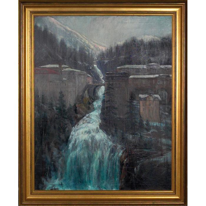 Appraisal: Bela Horvath American - Waterfall at Bad Gastein Austria oil