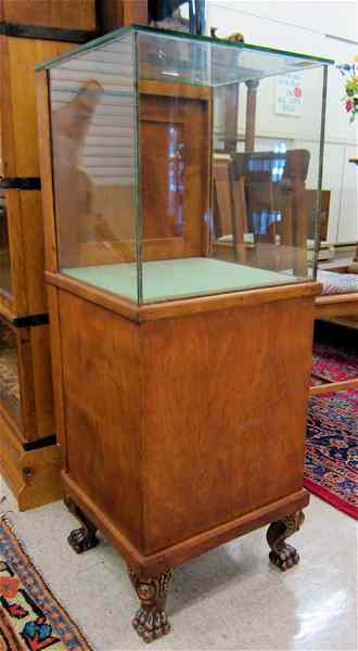 Appraisal: SMALL GLASS AND HARDWOOD DISPLAY CASE American c having a