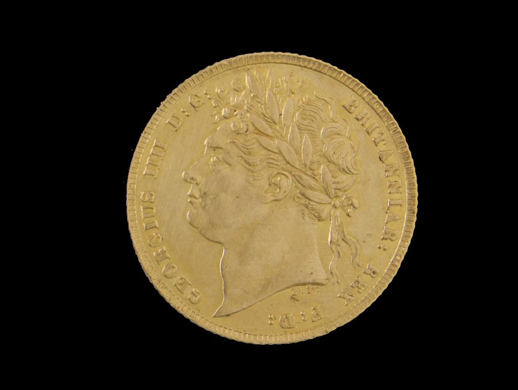 Appraisal: GEORGE IV SOVEREIGN quite heavily brushed with multiple fine scratches