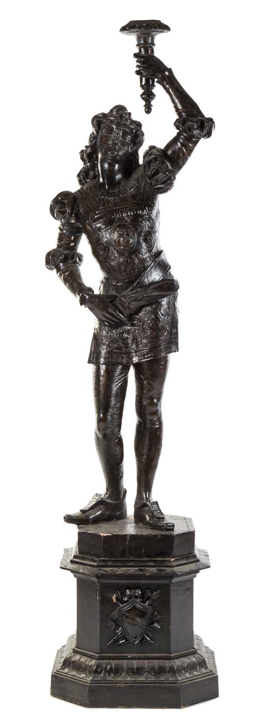 Appraisal: Sale Lot A Continental Wooden Figural Torchere depicting a Cavalier