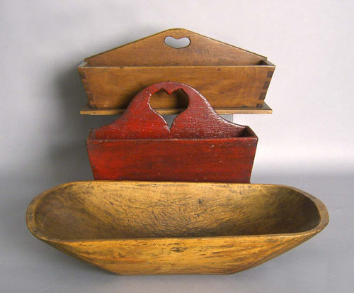 Appraisal: Pennsylvania walnut utensil tray th c h w together with