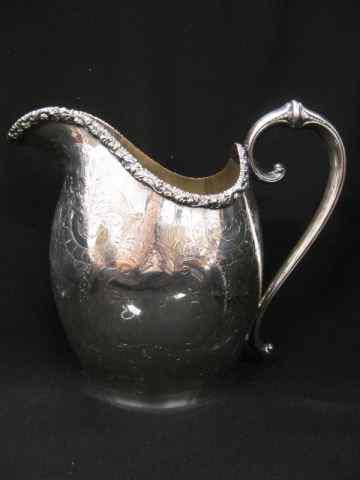 Appraisal: Ellis Barker English Silverplate Water Pitcher fancy engraved design ''