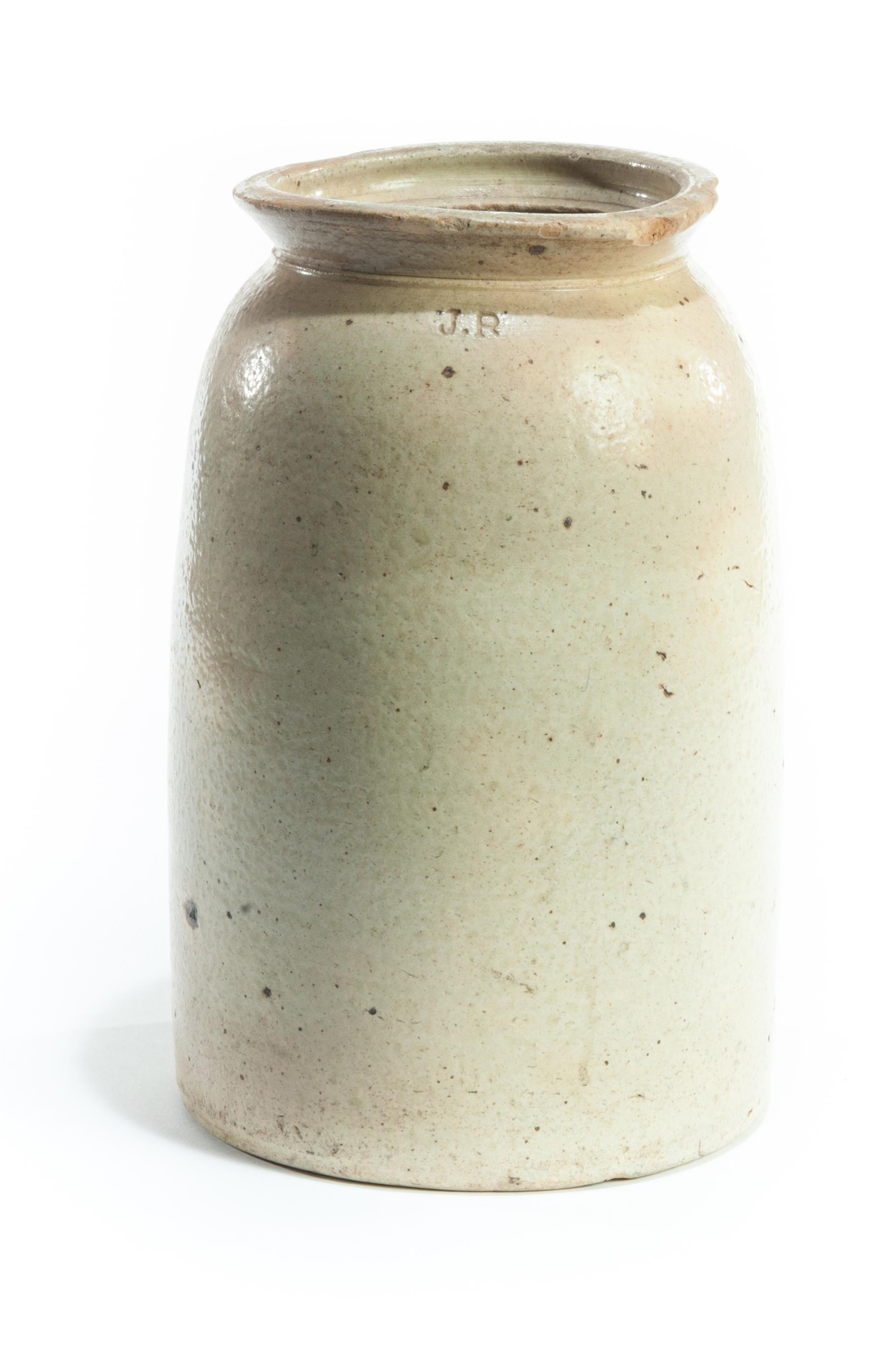 Appraisal: TEXAS STONEWARE JAR Initialed JR for Joseph Rushton Rusk County