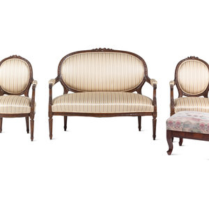 Appraisal: A Louis XVI Style Three-Piece Seating Suite th Century comprising