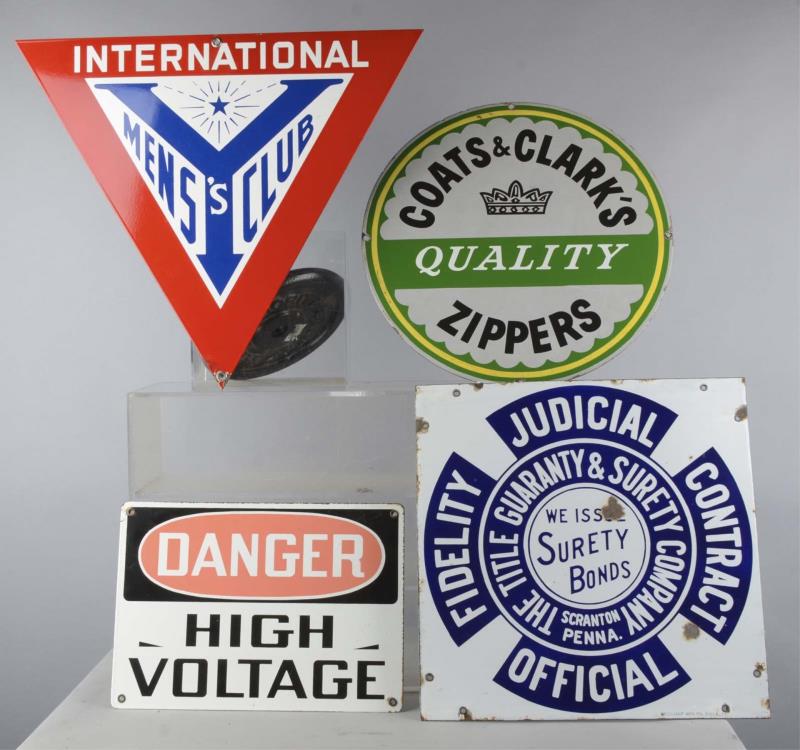 Appraisal: Lot of Single Sided Porcelain Signs reads International Men's Club