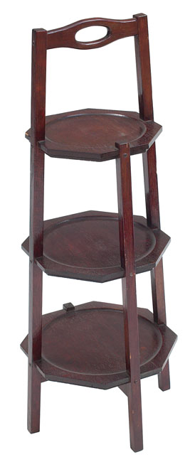 Appraisal: Arts amp Crafts pie stand three octagonal shelves supported by