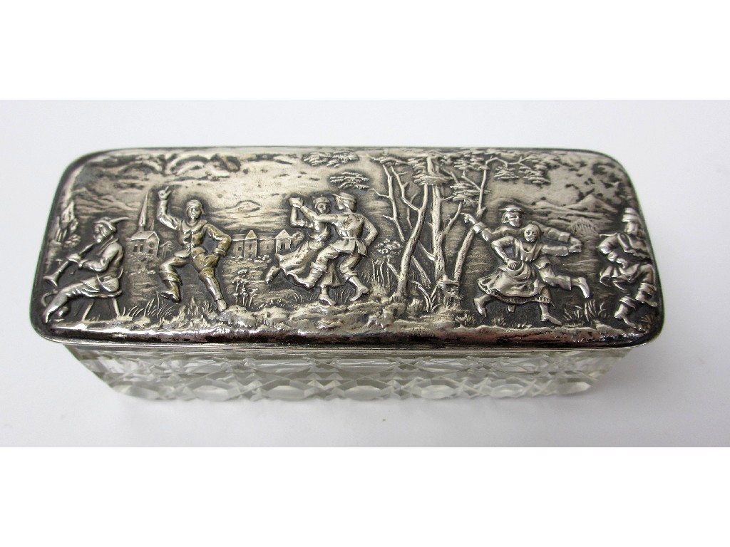 Appraisal: A cut glass and silver topped pin dish of rectangular