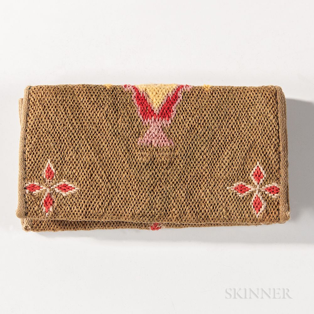 Appraisal: Needlework Wallet Needlework Wallet America dated stitched with floral decoration