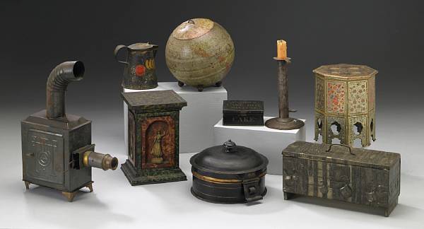 Appraisal: A group of ten litho tin and painted tin articles