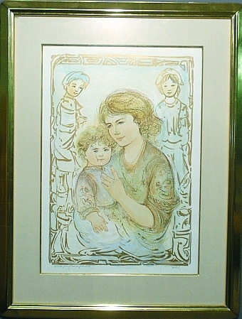 Appraisal: - Edna Hibel American - framed and matted print Story