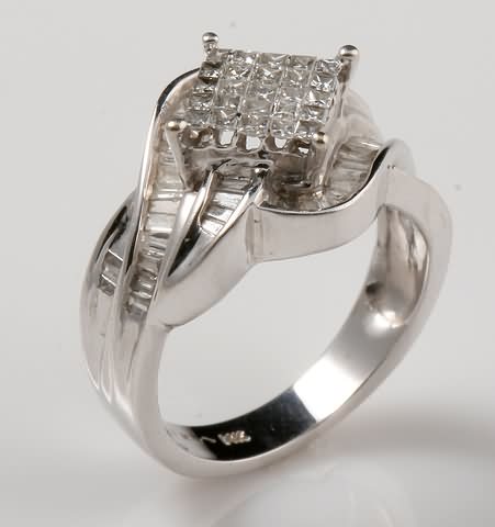 Appraisal: KW Combination of invisible set baguette and princess cut diamonds