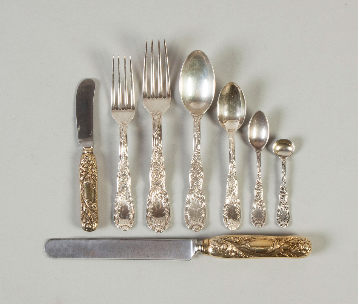 Appraisal: Tiffany Sterling Silver Flatware - Chrysanthemum Pattern Pieces Butter knives