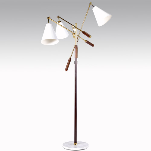 Appraisal: ARREDOLUCE Triennale floor lamp with white enameled metal shades on