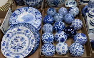 Appraisal: Five box lots of blue and white china to include