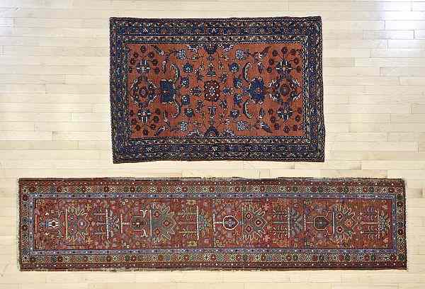 Appraisal: Hamadan runner together with a throw rug ' x '