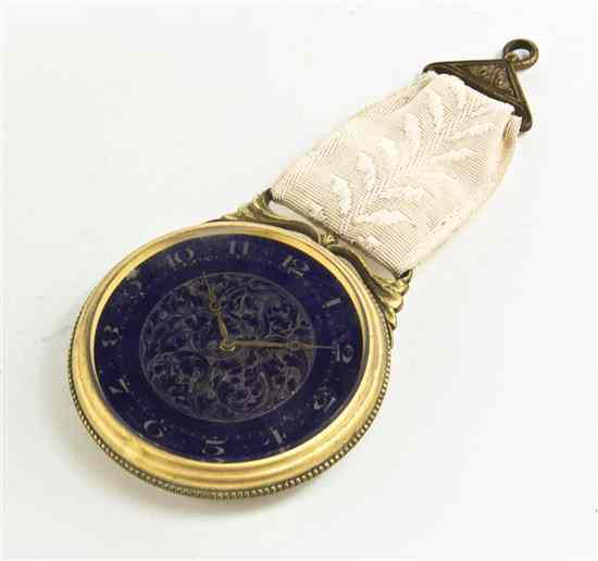 Appraisal: A Swiss Gilt Metal and Enameled Clock having a circular