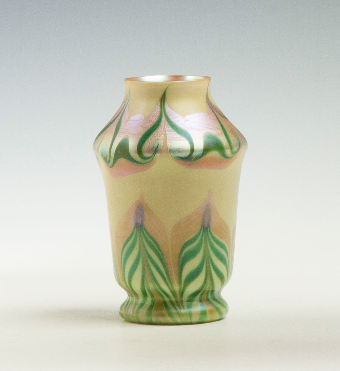 Appraisal: Tiffany Pulled Feather Vase Paper label