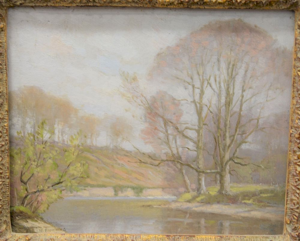 Appraisal: Wesley Browning American - oil on canvas landscape signed W