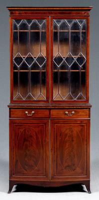 Appraisal: Georgian inlaid mahogany cabinet two case construction with highly figured