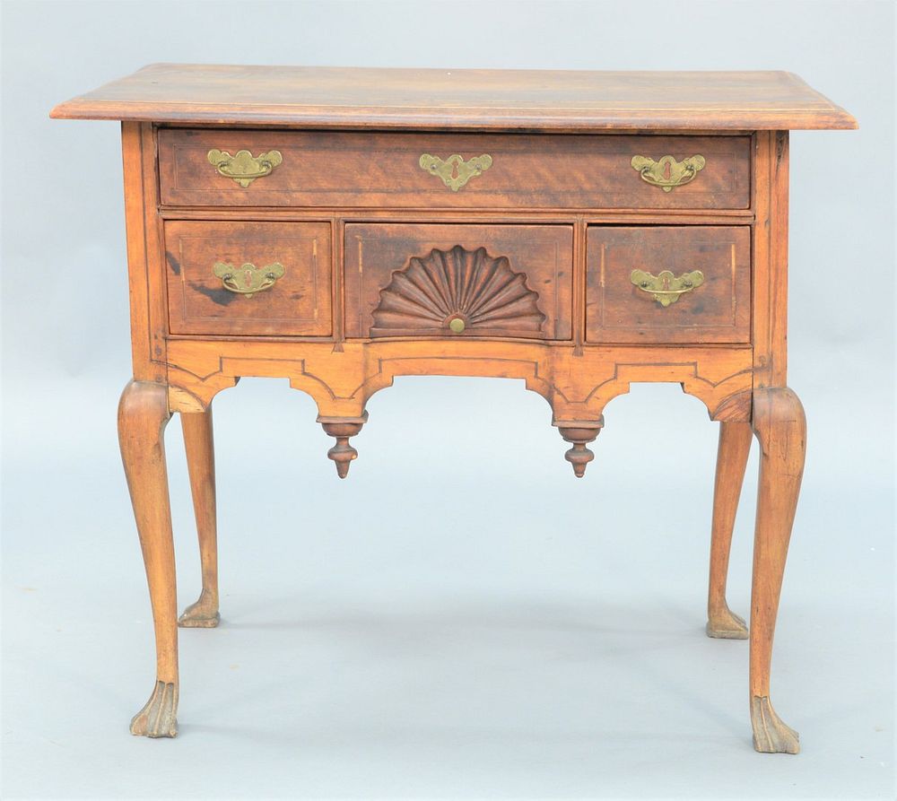 Appraisal: Dressing Table having line inlay and deep shell carved center