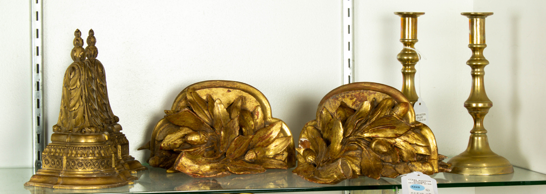 Appraisal: LOT OF TWO PAIRS OF GILTWOOD WALL BRACKETS AND A