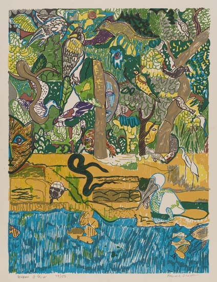 Appraisal: ROMARE BEARDEN - Dreams of Exile Color lithograph on cream