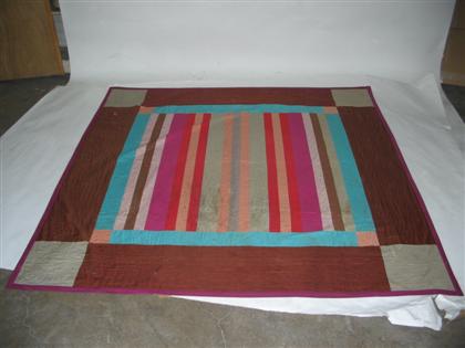 Appraisal: Pieced cotton Amish quilt th century A bar pattern worked