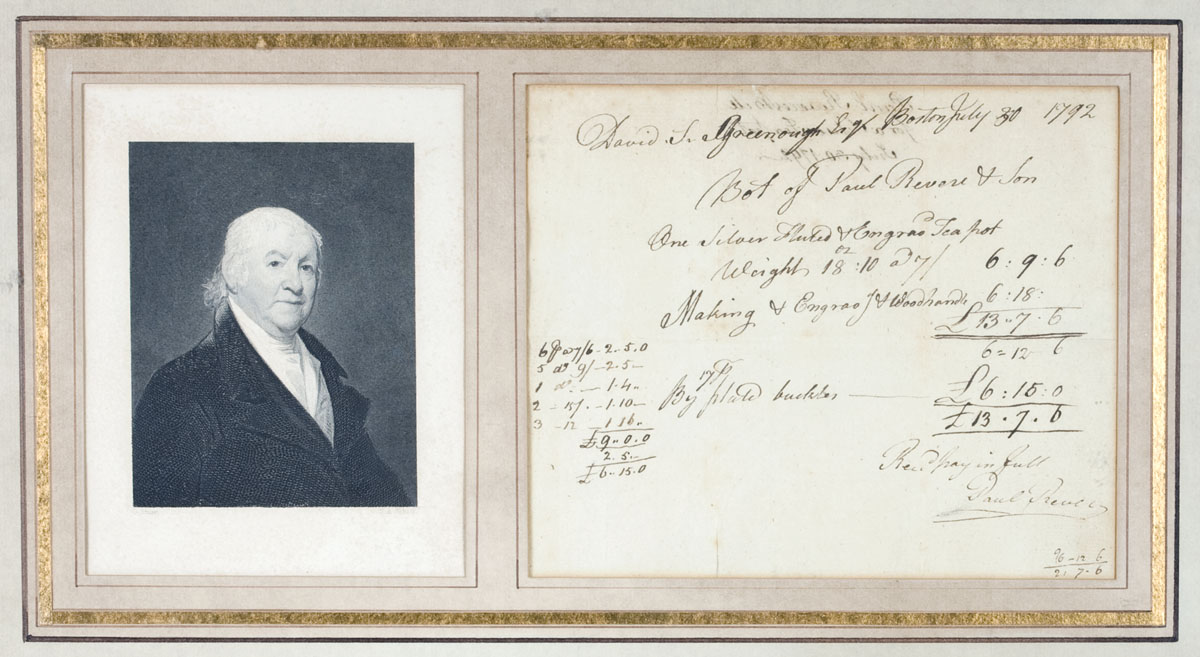 Appraisal: RARE PAUL REVERE ORIGINAL MANUSCRIPT BILL FOR AN ENGRAVED SILVER