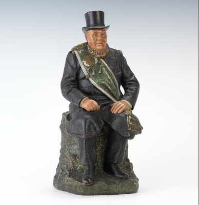 Appraisal: Bernard Bloch Full Figural Seated President Kruger Tobacco Jar Earthenware