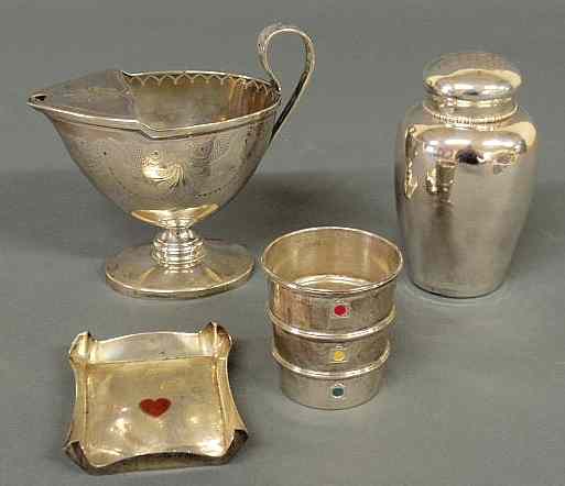 Appraisal: Four sterling silver items to include a Tiffany tray with