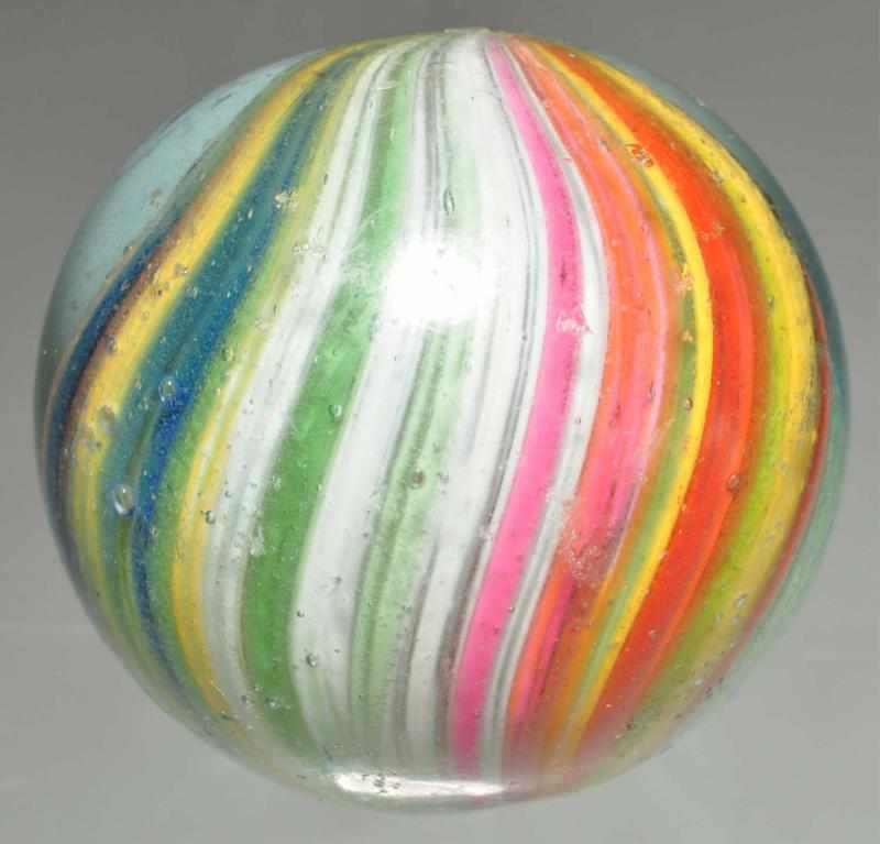 Appraisal: Multicolor Onionskin Marble Description Colors include yellow green blue pink