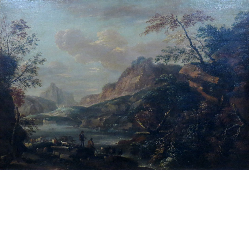 Appraisal: Attributed to Christian Wilhelm Ernst Dietrich River Landscape with Mountains