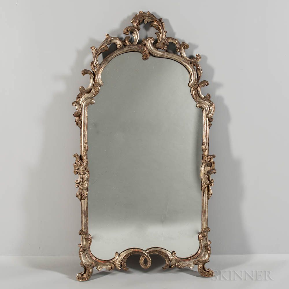 Appraisal: Rococo-style Silver-gilt Carved Mirror Rococo-style Silver-gilt Carved Mirror th century