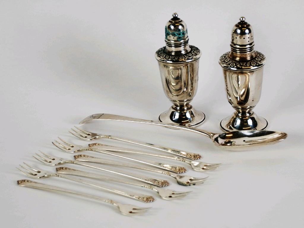 Appraisal: PAIR OF AMERICAN STERLING SILVER PEDESTAL PEPPERETTES by William Rogers